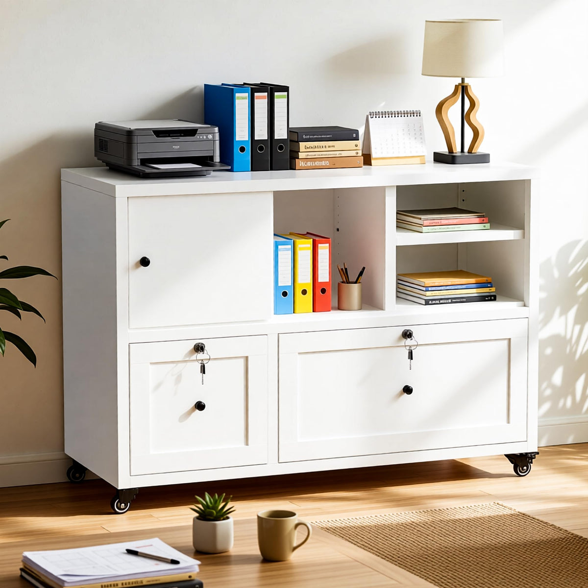 2 Drawer Mobile File Cabinet with Lock Y491503