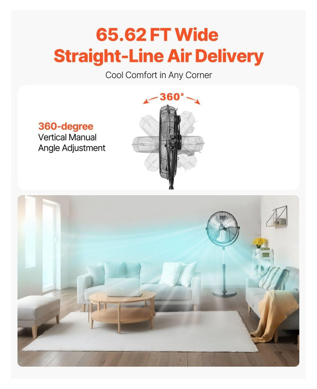 20 Inch 3 Speed Adjustable Height Pedestal Fan P710