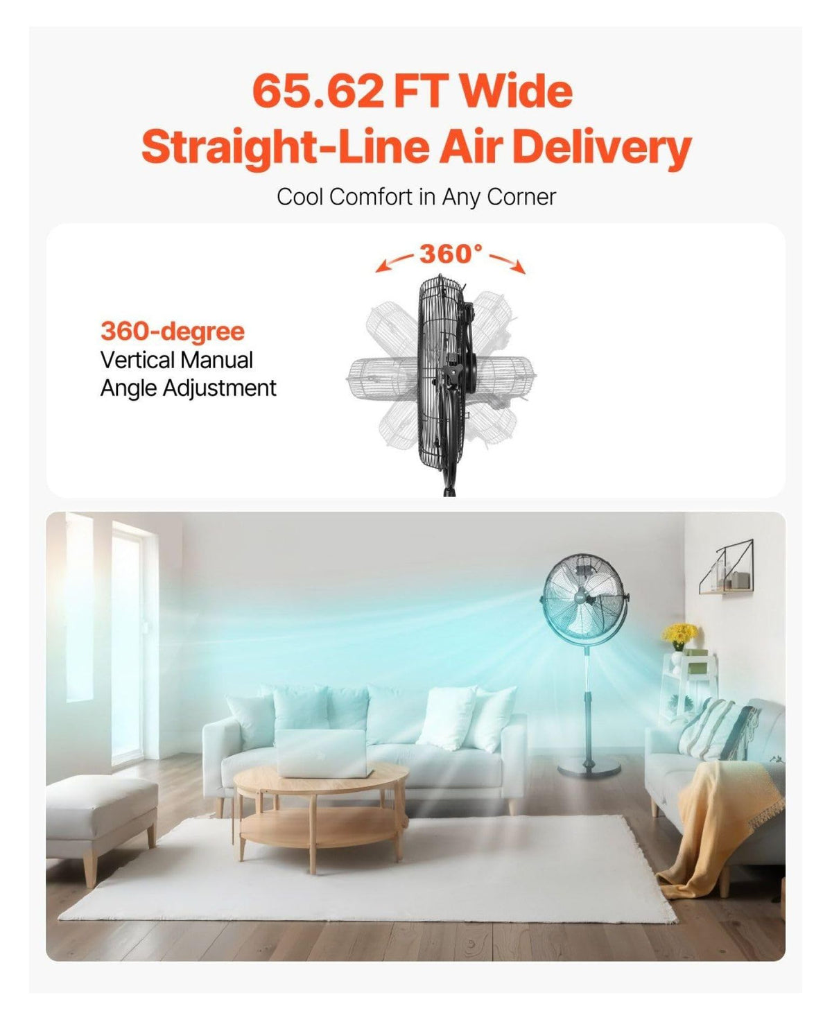 20 Inch 3 Speed Adjustable Height Pedestal Fan P710