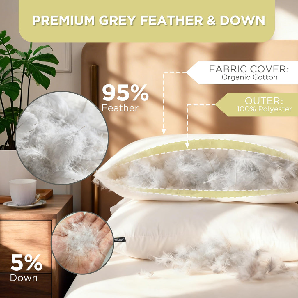 Feather and Down Pillows, 100% Organic Cotton Cover P660496
