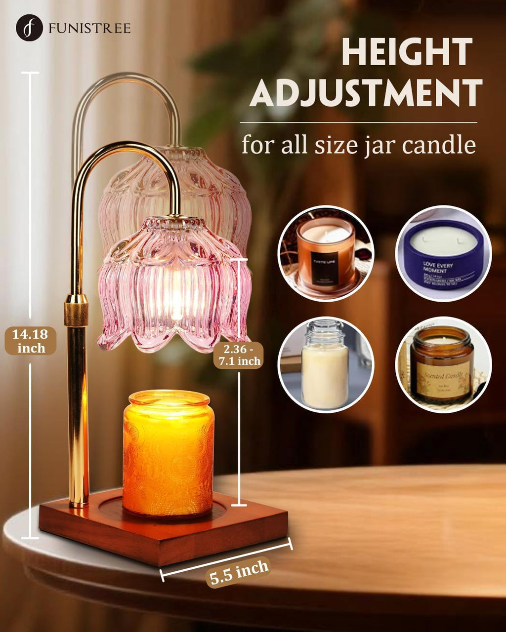 Pink Candle Warmer Lamp with Timer & Dimmer W164