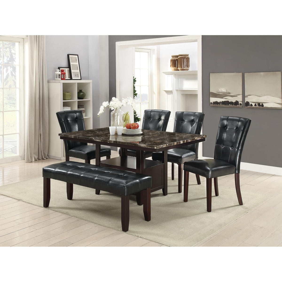 Black Faux Leather Dining Chairs Set of 2 O4782