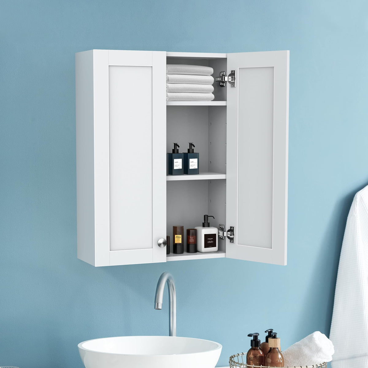 Wall Mounted White Bathroom Storage Cabinet 20x28 inch N828