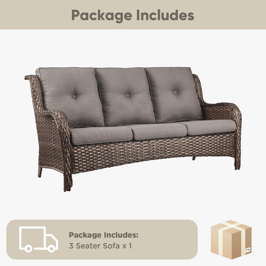 3-Seater PE Wicker Patio Sofa B728778