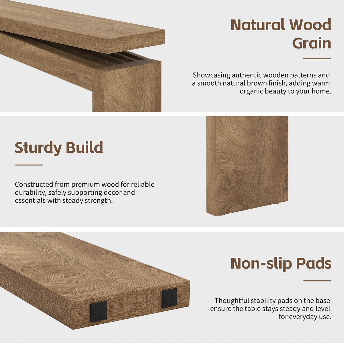 Console Tables 63-Inch Natural Brown V1191