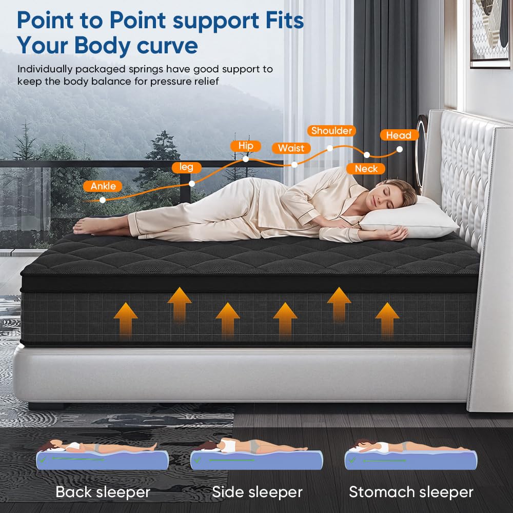Queen 14 Inch Medium Firm Hybrid Mattress U245