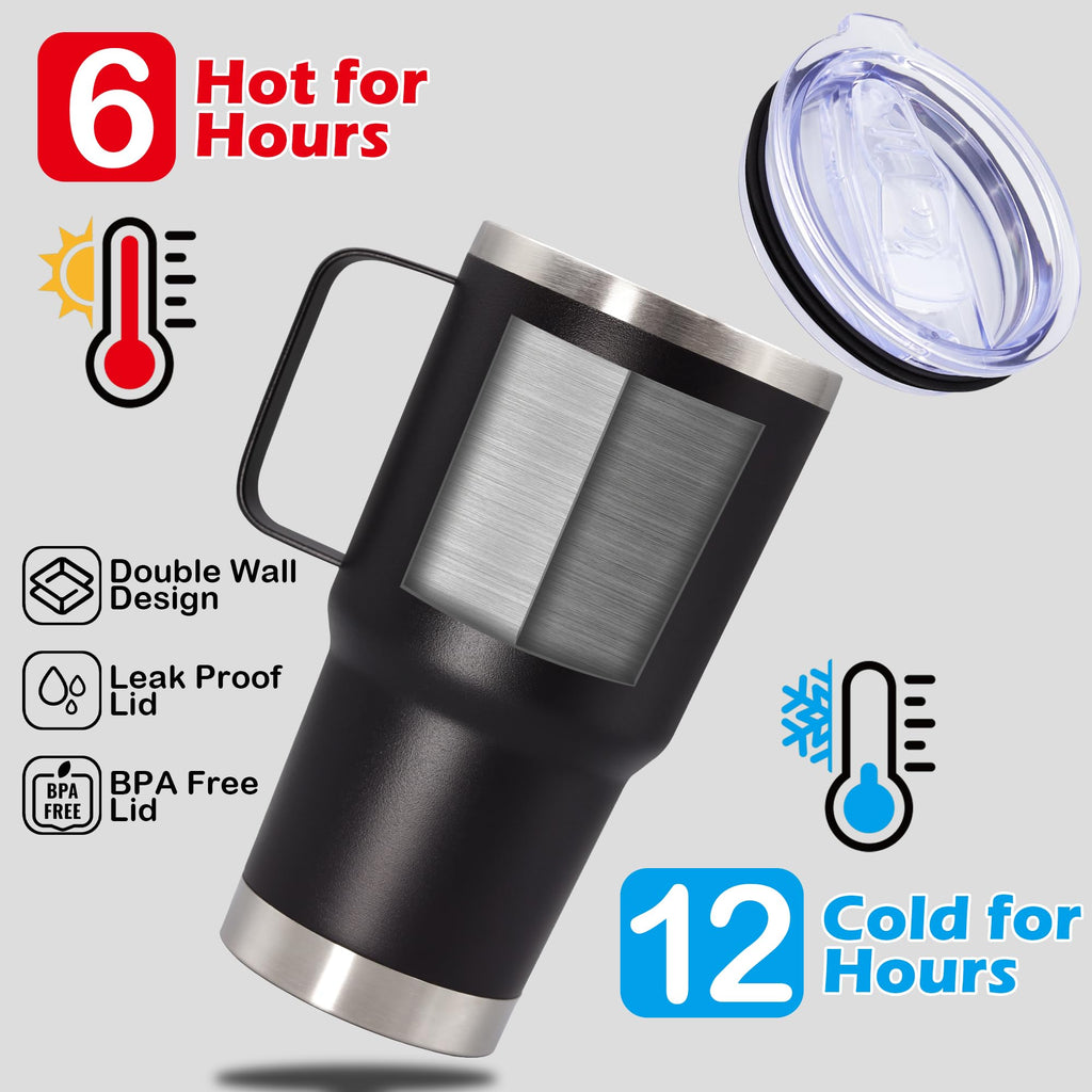 20 oz Black Tumbler with Handle and Lid M233