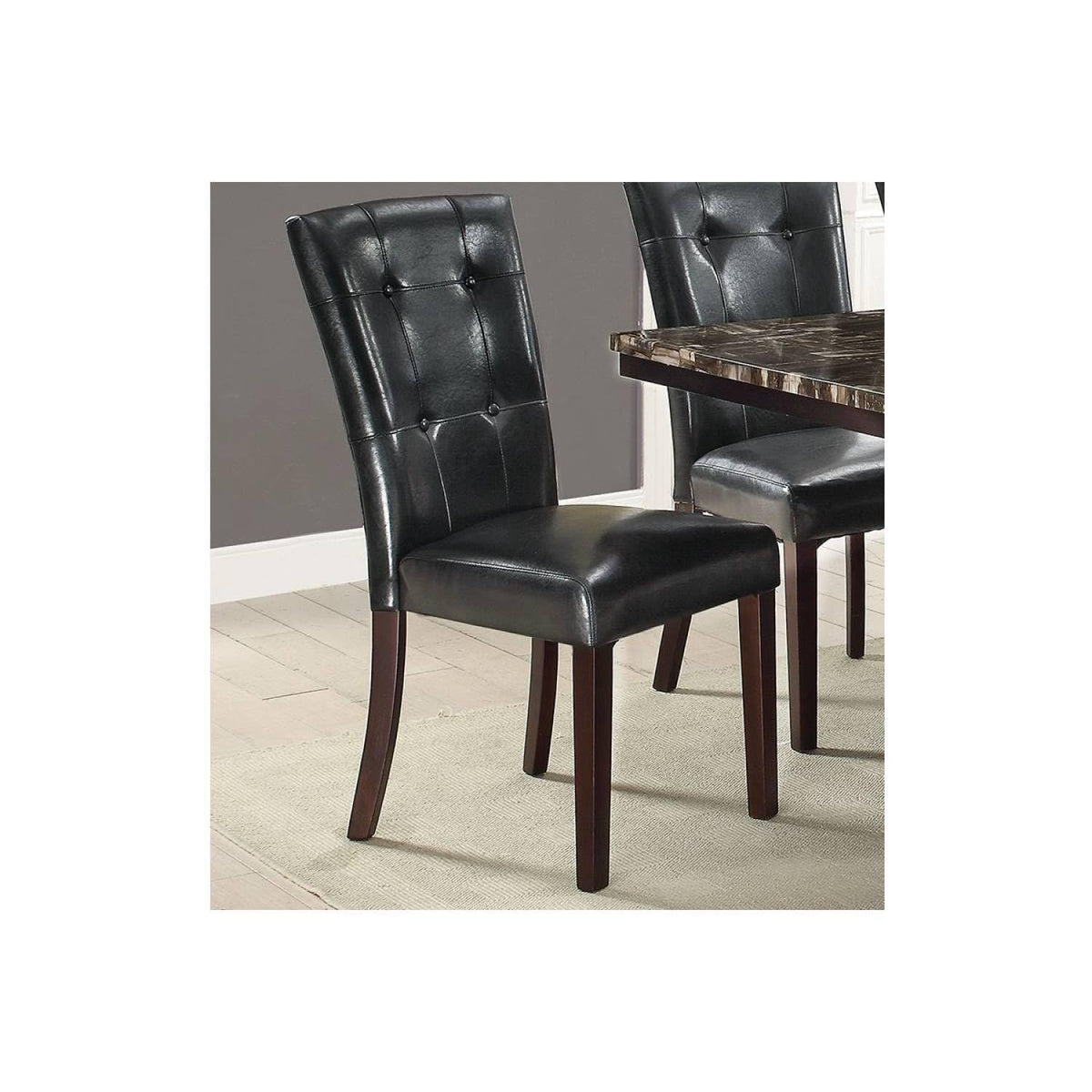 Black Faux Leather Dining Chairs Set of 2 O4782