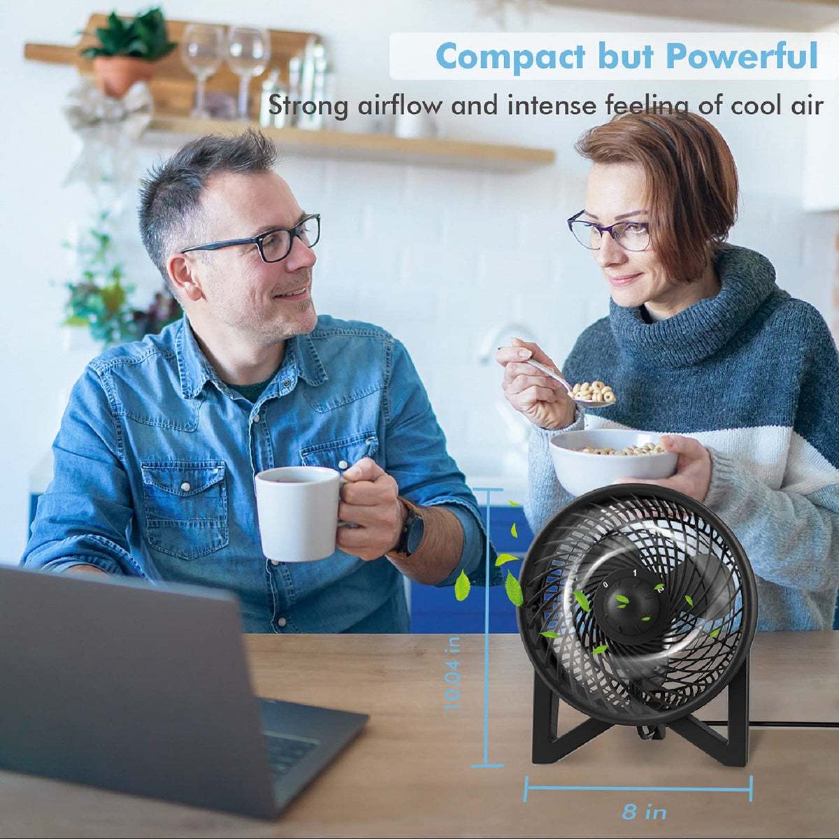 8 Inch Portable Quiet Desk Fan with 2 Speeds, Black F2682