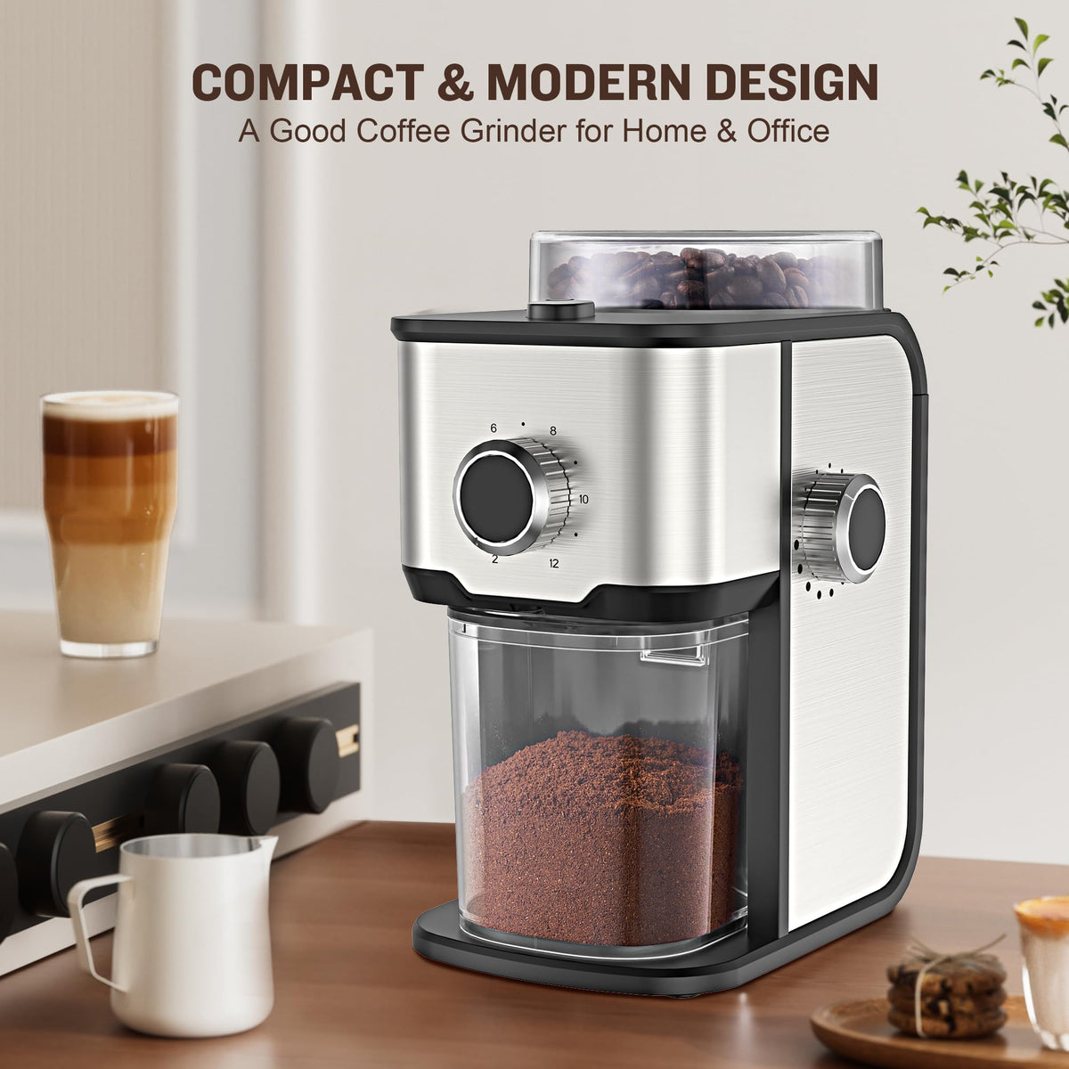 Adjustable Electric Burr Coffee Grinder with 14 Grinding Settings Q969