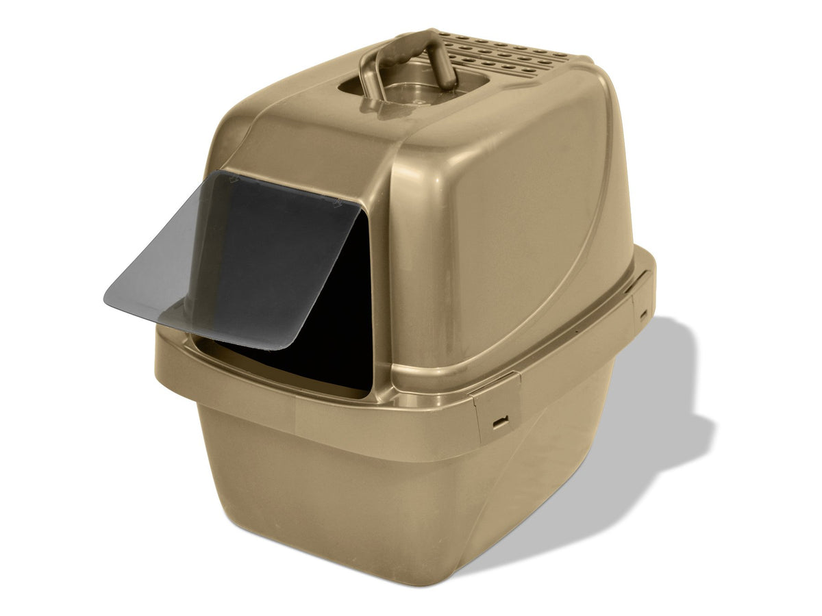Large Enclosed Sifting Cat Pan with Odor Door, Hooded, Beige T4264