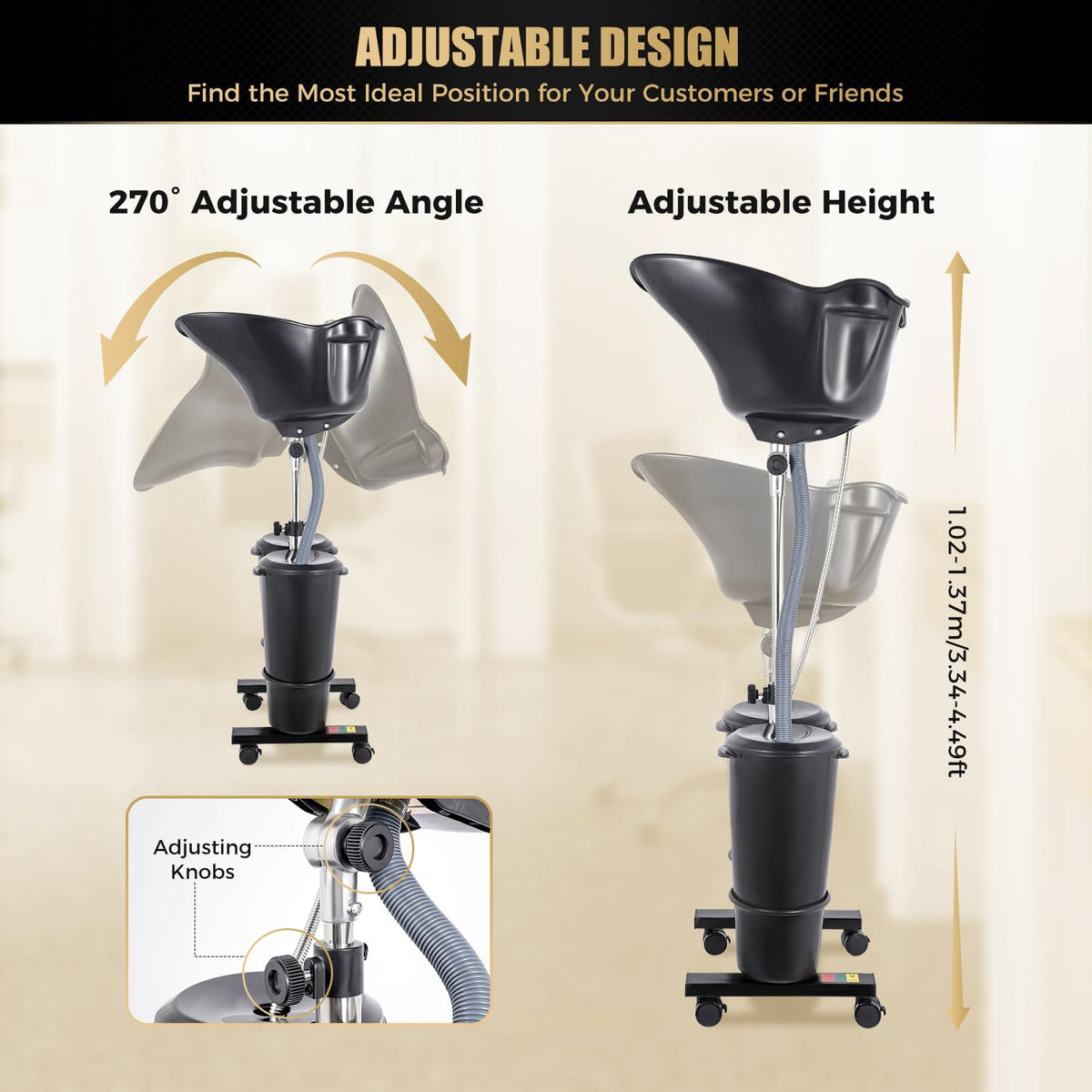 Portable Shampoo Basin with 2 Water Buckets Black A55245