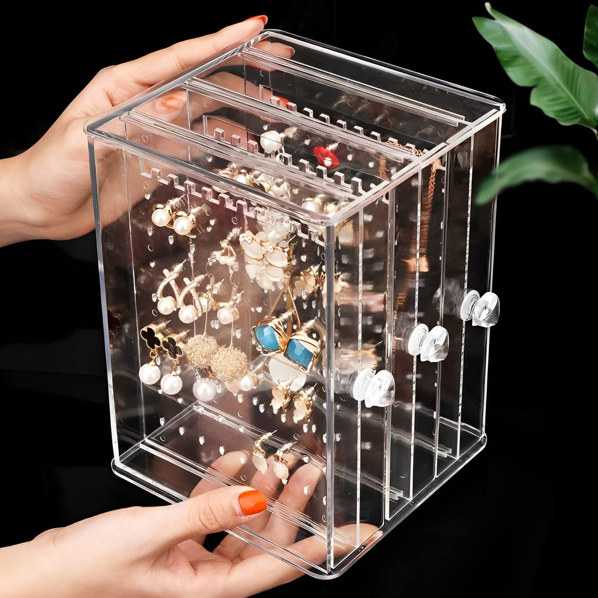 Clear Acrylic 3 Vertical Drawer Jewelry Storage Box Q18373