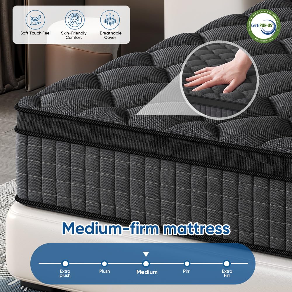 Queen 14 Inch Medium Firm Hybrid Mattress U245