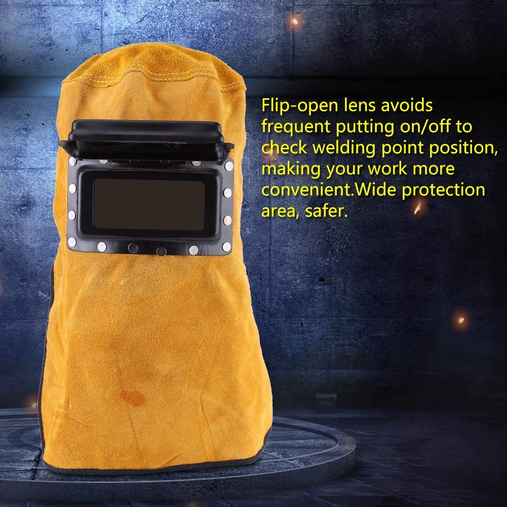 Leather Welding Hood with Flip-Up Lens Y74657