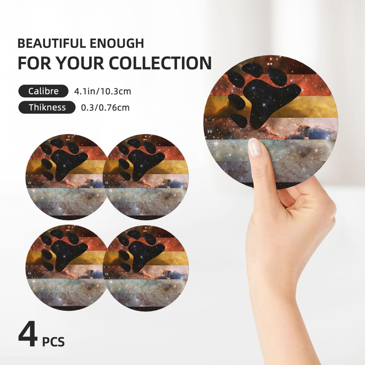 Ceramic Coaster Set Non-Slip Cork Base A4272