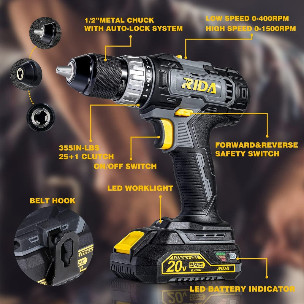 20V Cordless Drill with 2.0AH Battery & Charger K973378