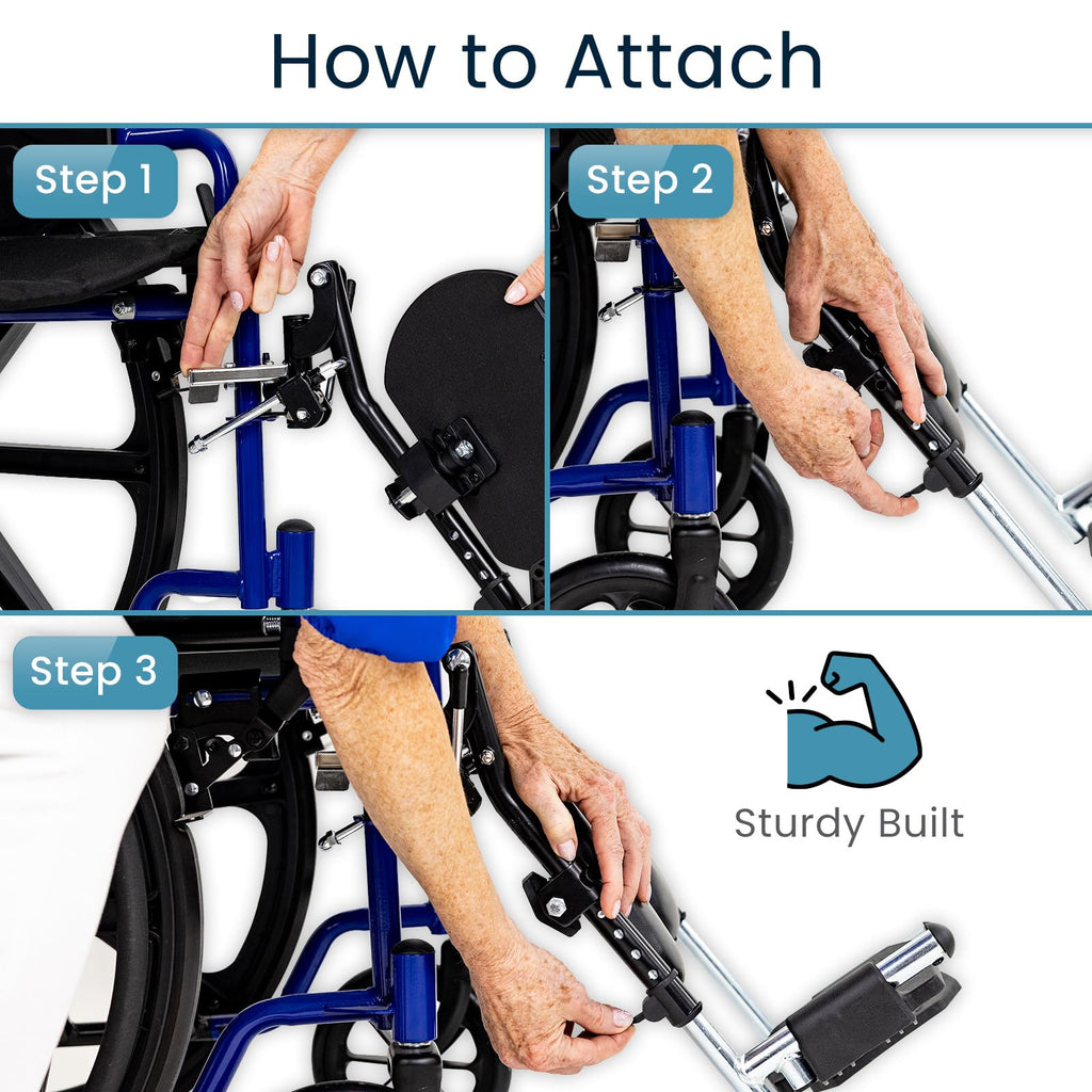 Elevating Wheelchair Footrests with Padded Calf Pads (2 Pack) K120