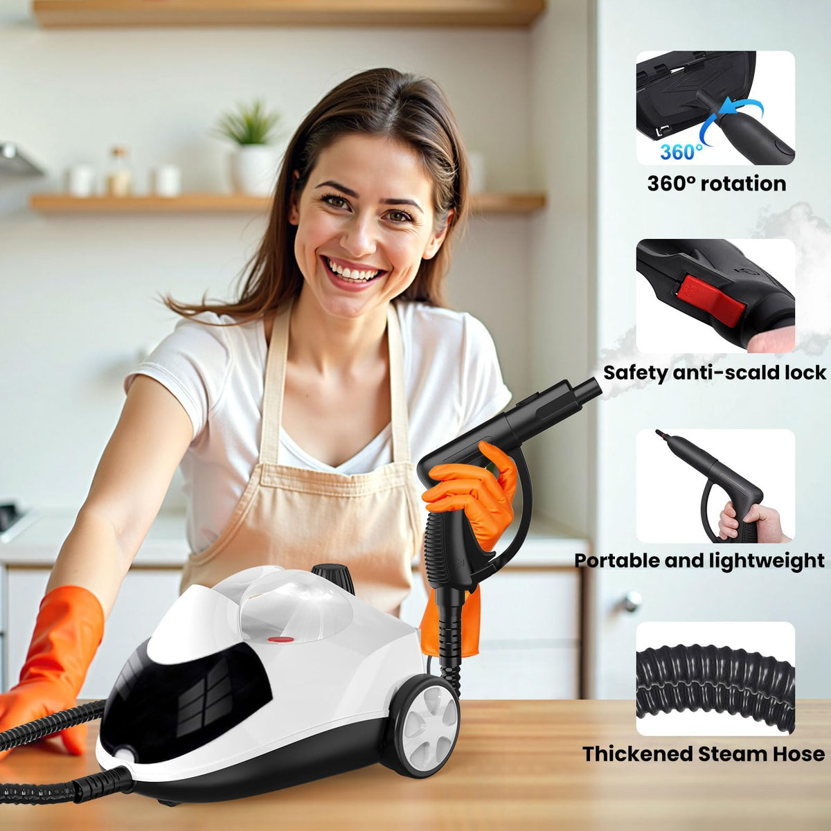 1.5L 6-in-1 Steam Cleaner with 8 Accessories R617537