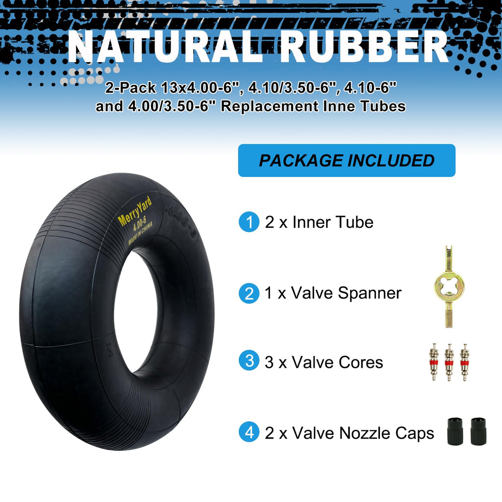 13 * 4.00-6" Inner Tubes TR13 Straight Valve Stem 2-Pack T808