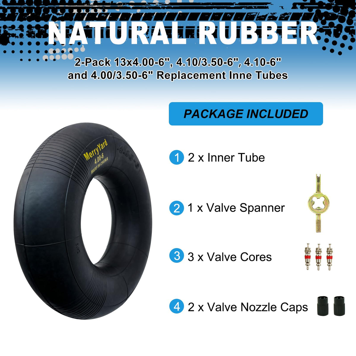 13 * 4.00-6" Inner Tubes TR13 Straight Valve Stem 2-Pack T808