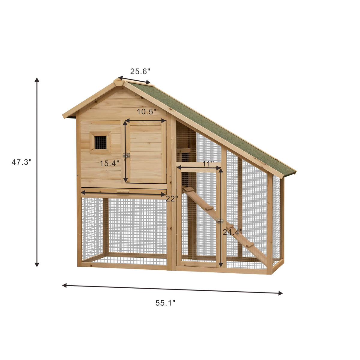 55" 2-Tier Wooden Rabbit Hutch with Ramp A795099