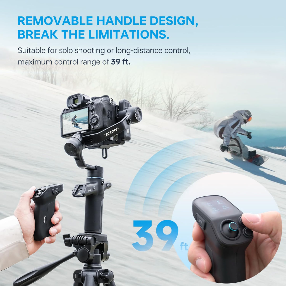 Camera Gimbal with AI Tracker, Detachable Remote Handle, Payload 4.4lbs, Bluetooth Control Z382715
