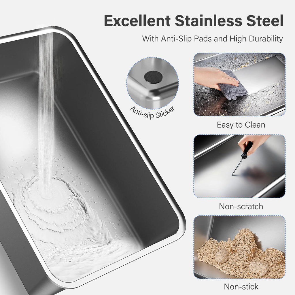 XL Stainless Steel Enclosed Cat Litter Box Q12782