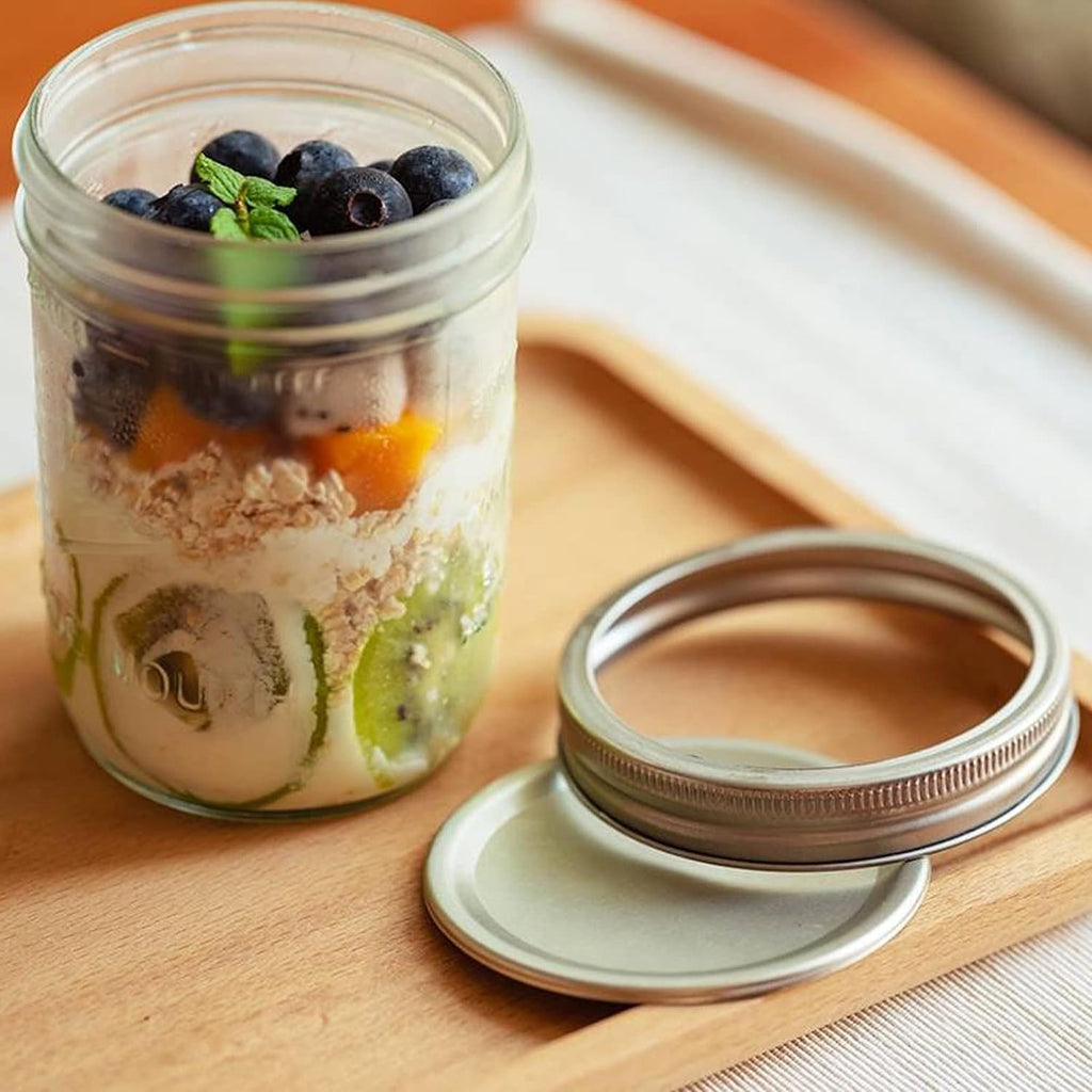 16 oz Wide Mouth Glass Mason Jars with Lids, 6 Pack N30239