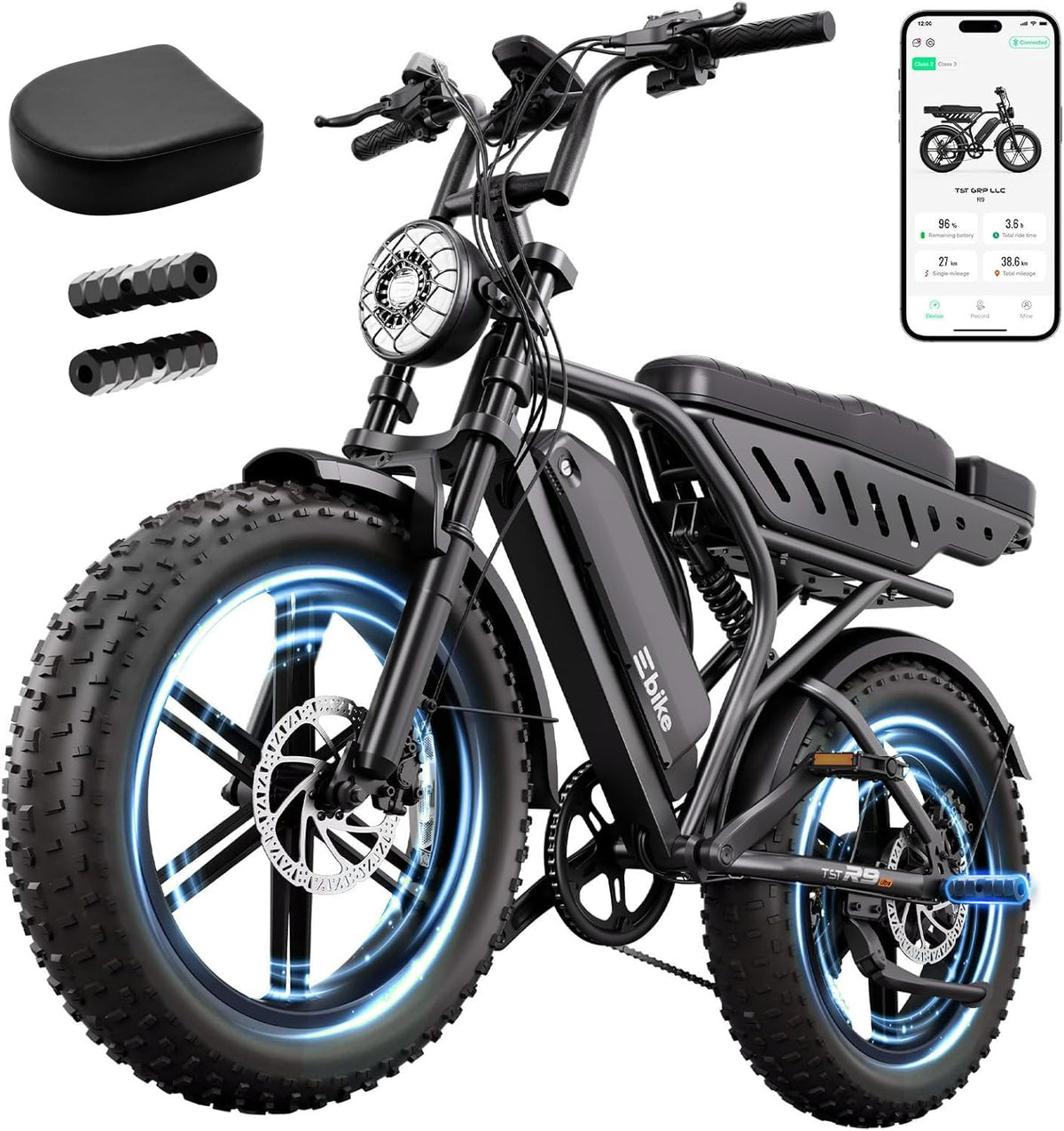Electric Bike 48V 15Ah Battery 1500W Peak Motor 20 4.0 Fat Tire T59503