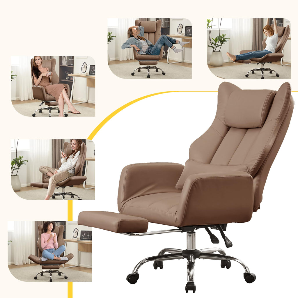 Cross Legged Office Chair with Footrest Brown V796040