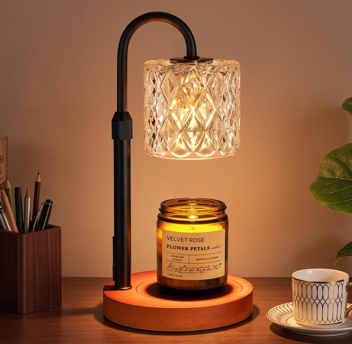 Walnut Candle Warmer Lamp with Timer K692