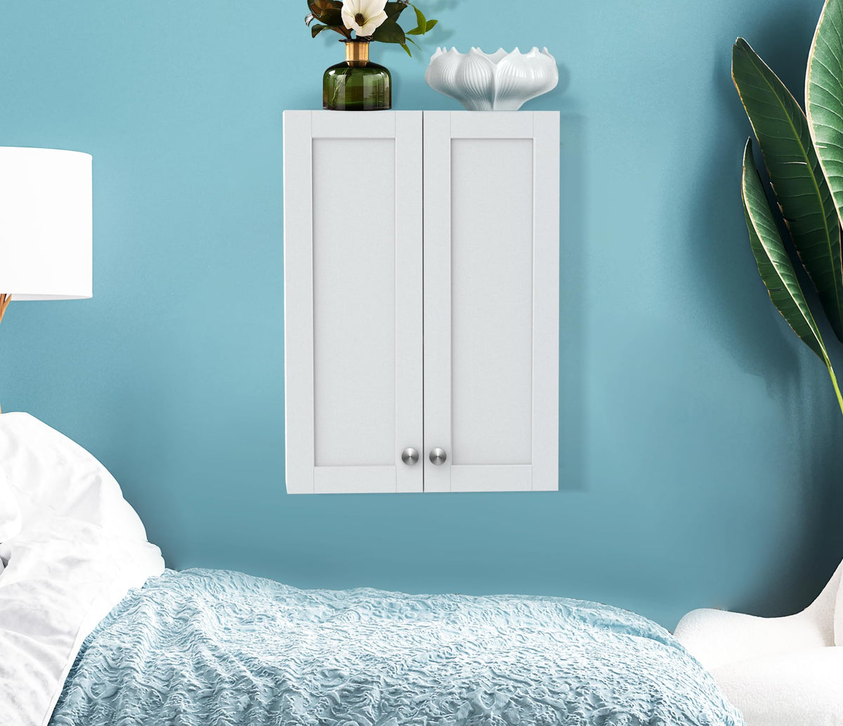 Wall Mounted White Bathroom Storage Cabinet 20x28 inch N828