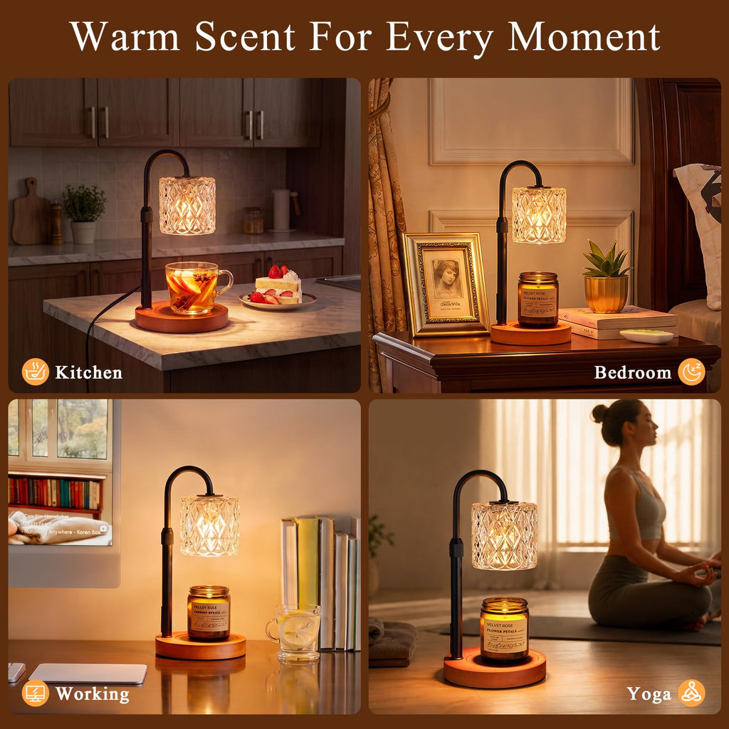 Walnut Candle Warmer Lamp with Timer K692