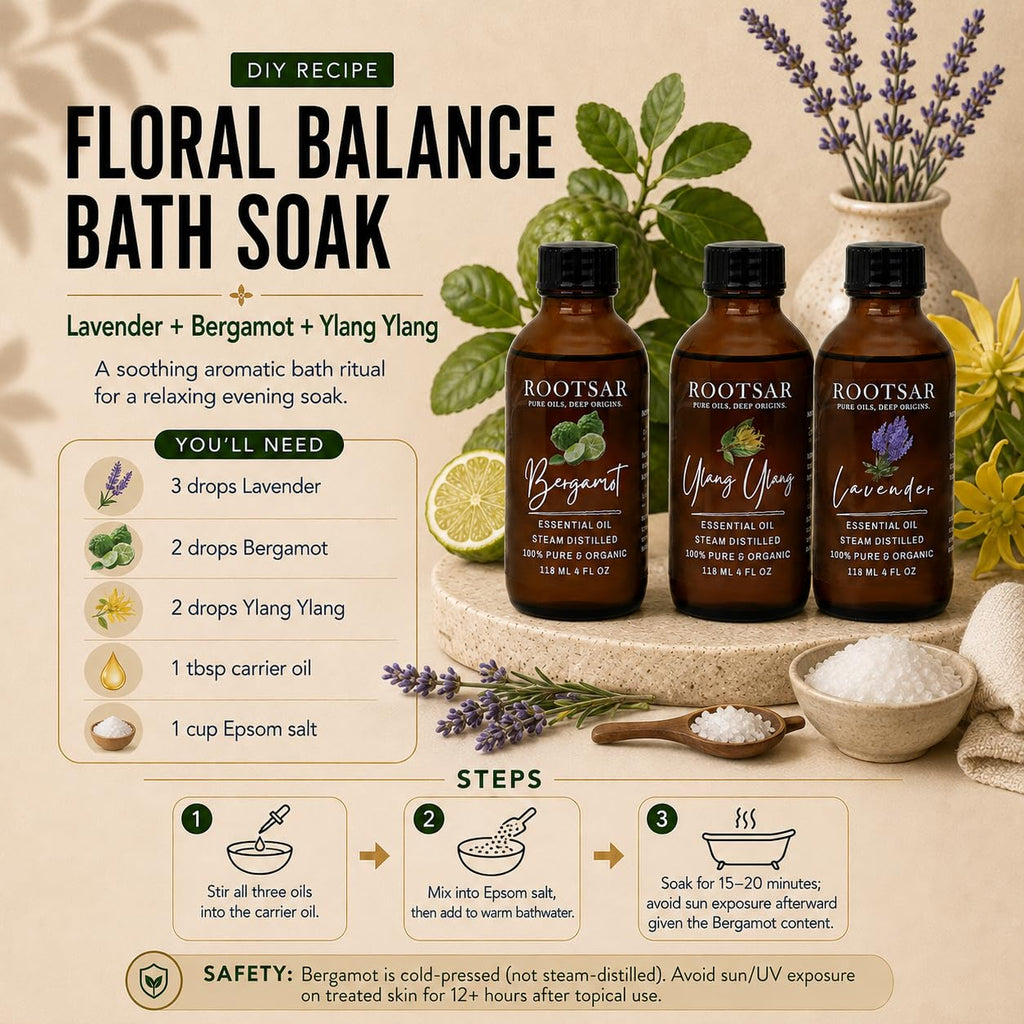 3 Pack Lavender Ylang Ylang Bergamot Essential Oils 4 Fl Oz X7565