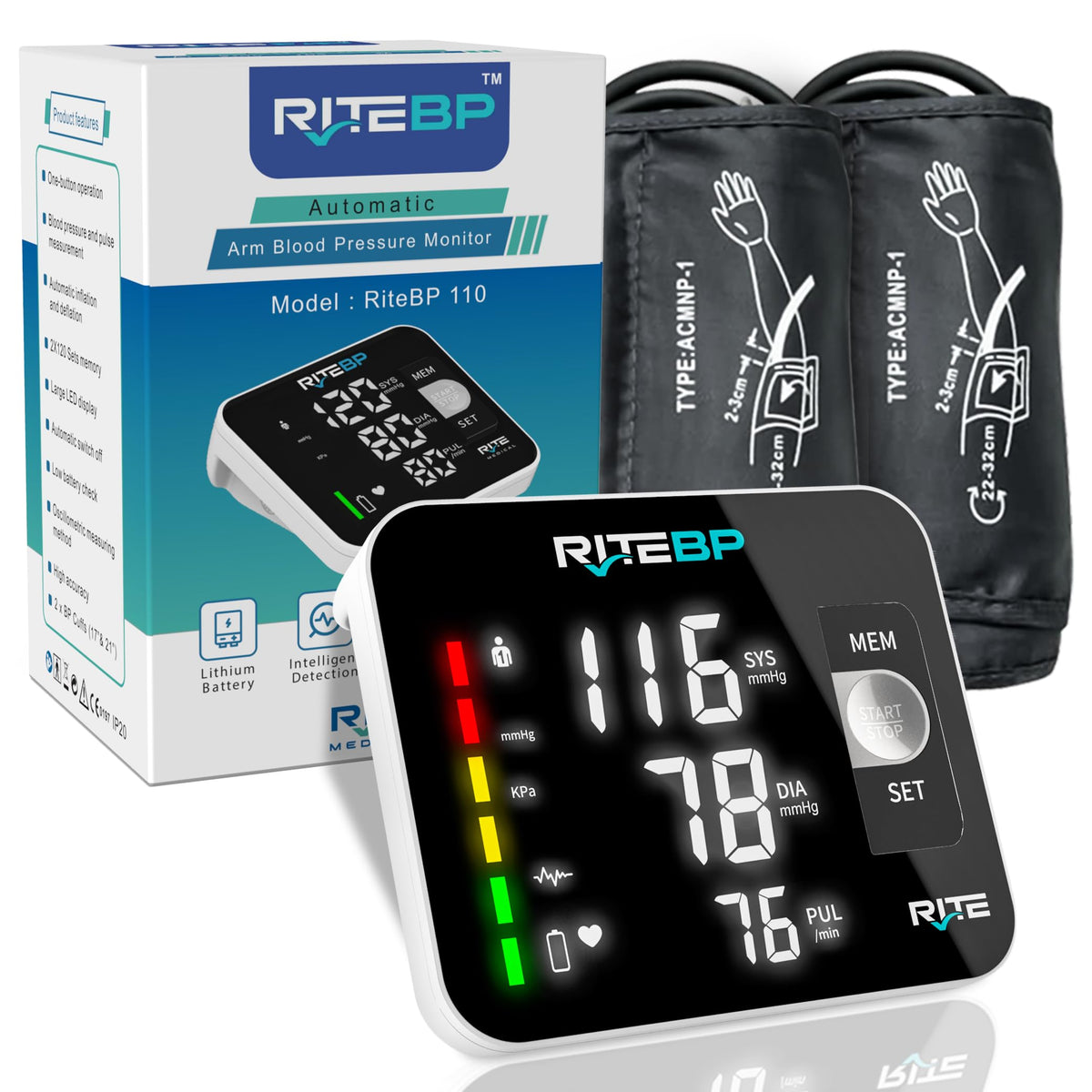 Digital Blood Pressure Monitor with 2 Large Arm Cuffs X49500