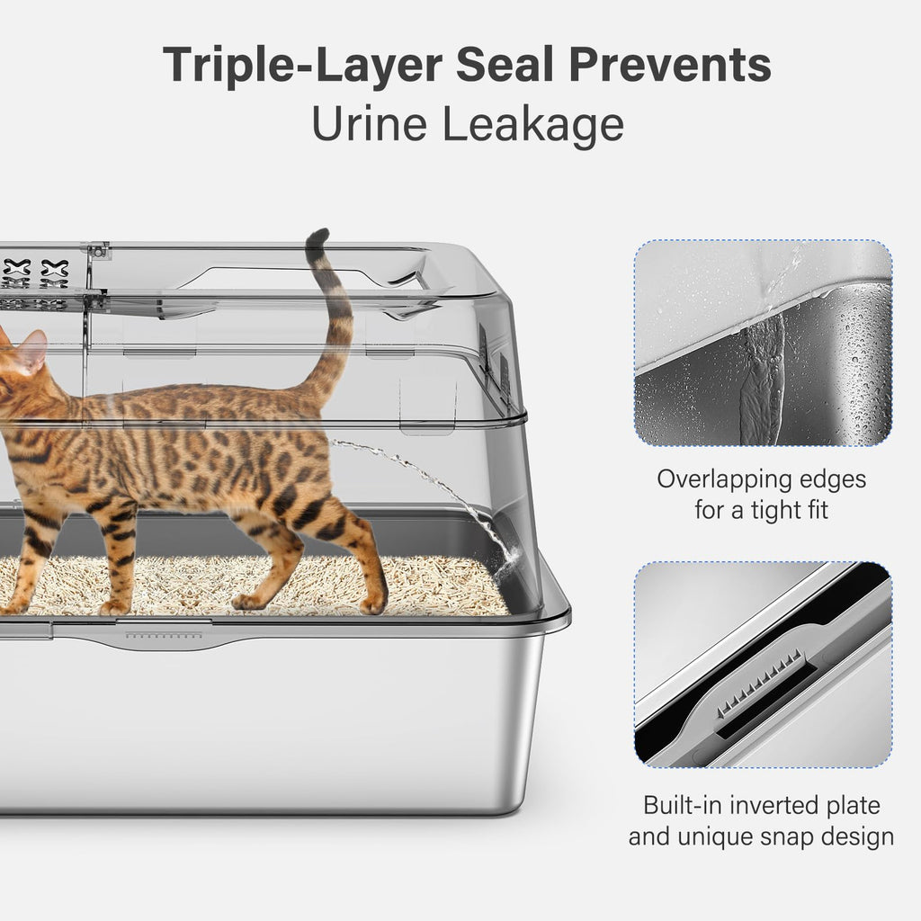 XL Stainless Steel Enclosed Cat Litter Box Q12782