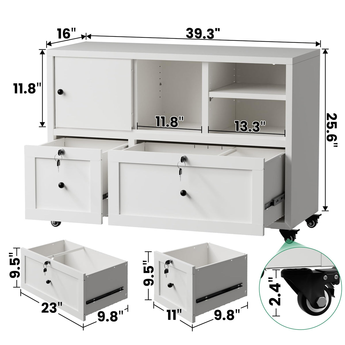 2 Drawer Mobile File Cabinet with Lock Y491503
