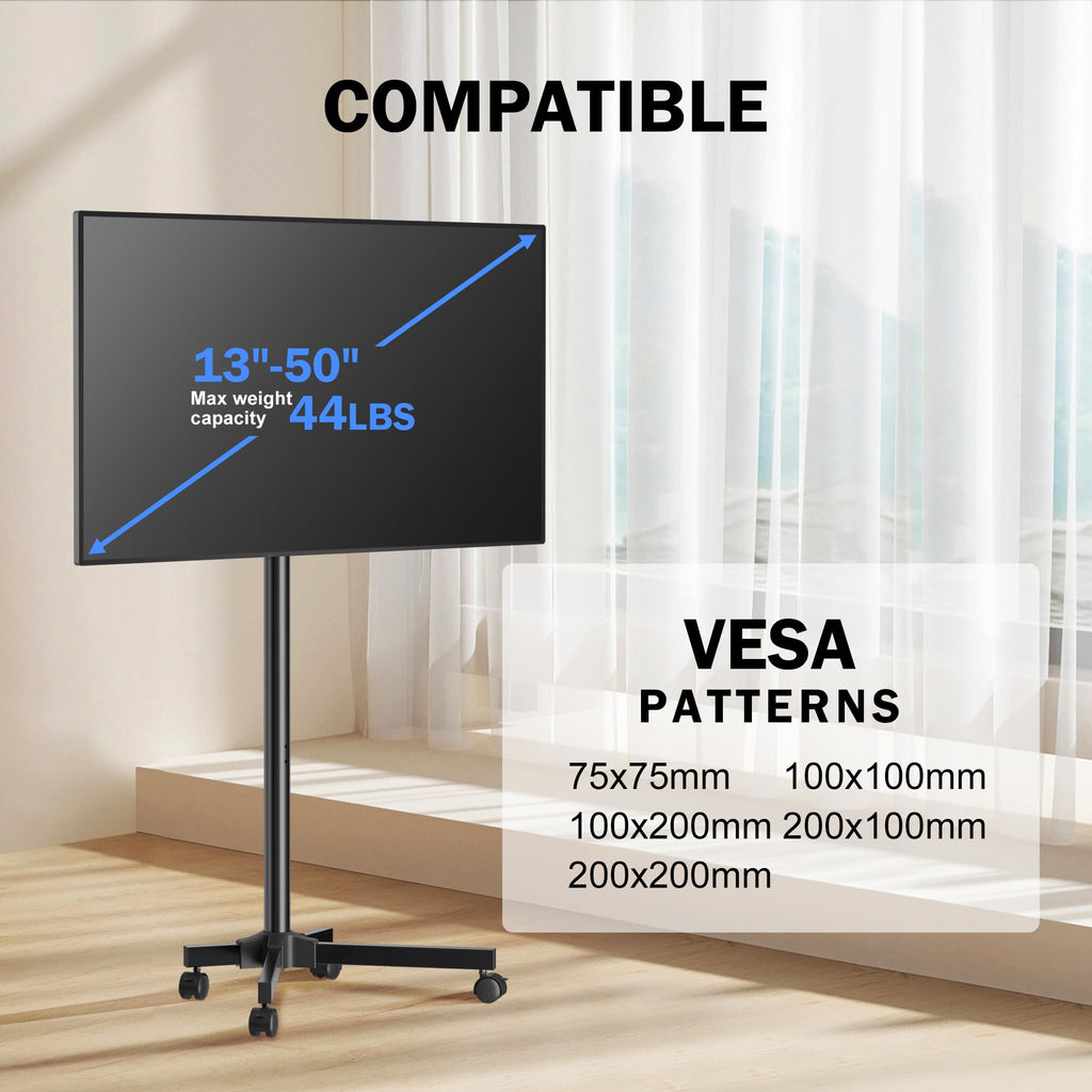 Rotating Rolling TV Stand on Wheels for 13-50" Flat/Curved TVs D70336