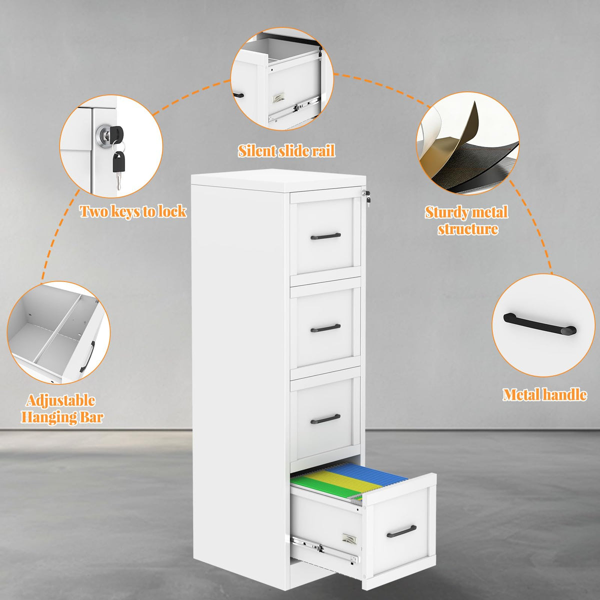 4 Drawer Metal File Cabinet with Lock A78810