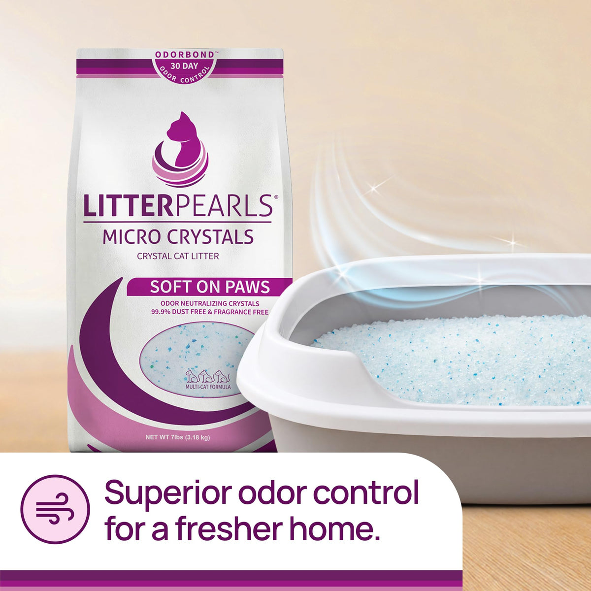 Unscented Non-Clumping Crystal Cat Litter, 7 lb T364310