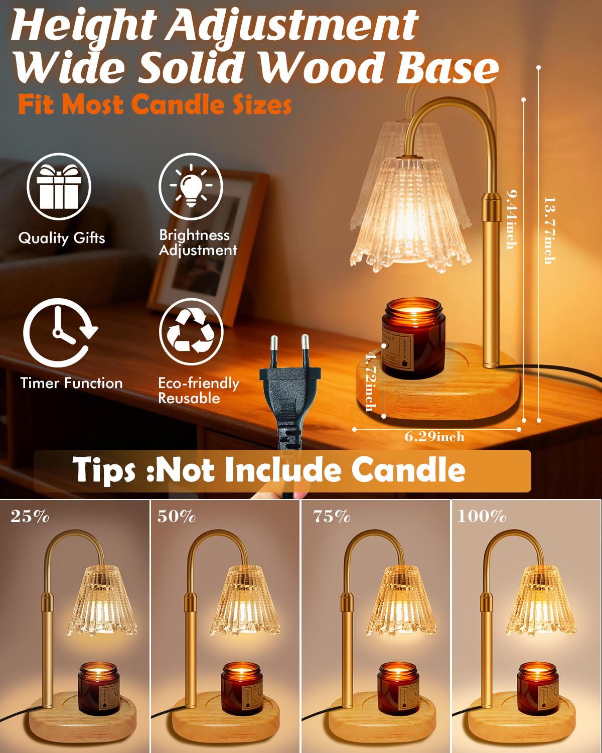 Candle Warmer Lamp with Timer & Dimmer D61813