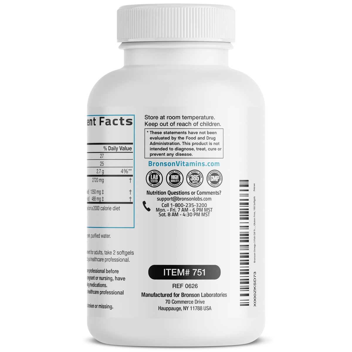 Omega-3 Fish Oil 2720 mg 180 Softgels E136734