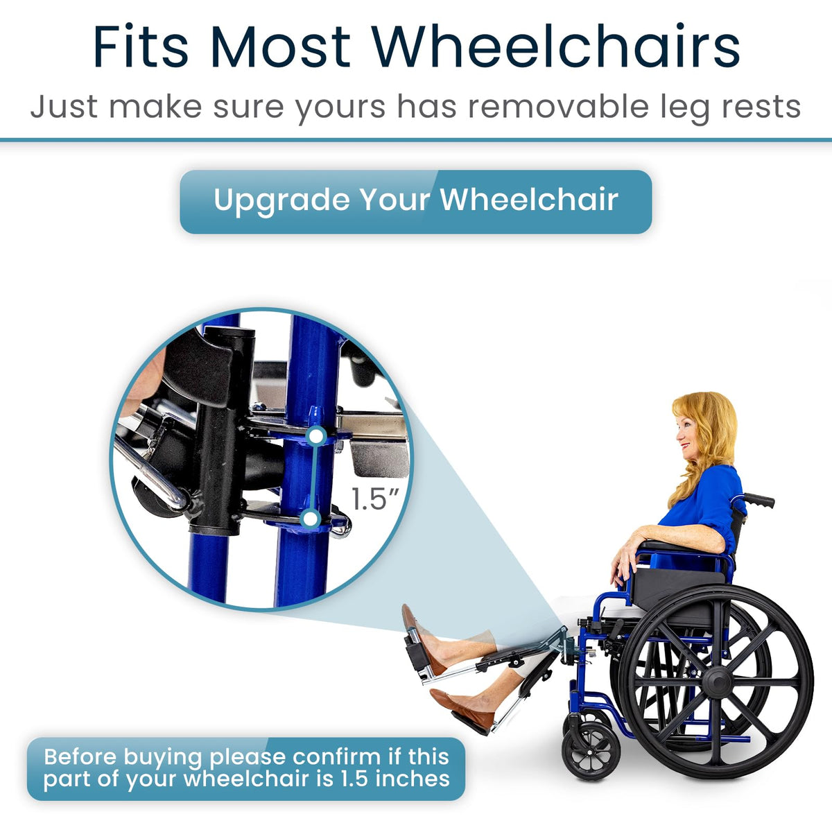 Elevating Wheelchair Footrests with Padded Calf Pads (2 Pack) K120