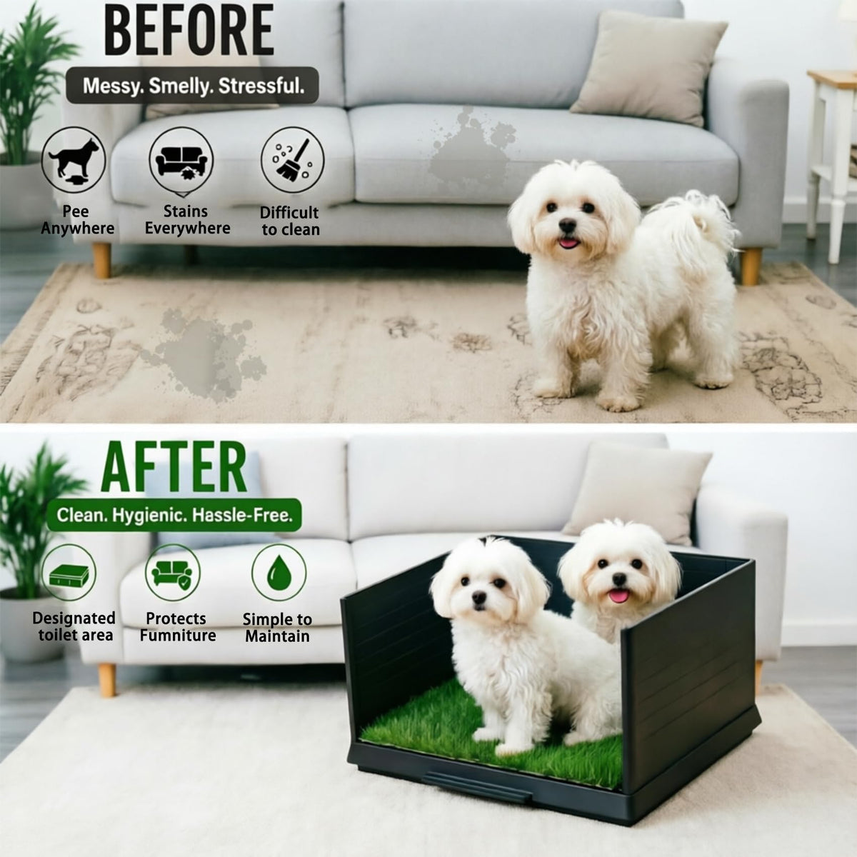 30"×20" Artificial Grass Dog Potty Tray Z74747