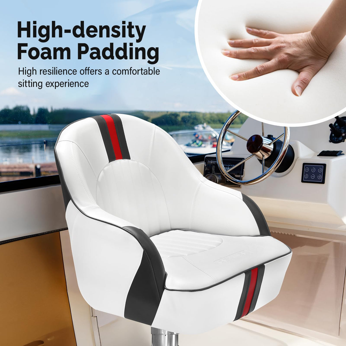 Pontoon Boat Captain Bucket Seat with Cover F21434