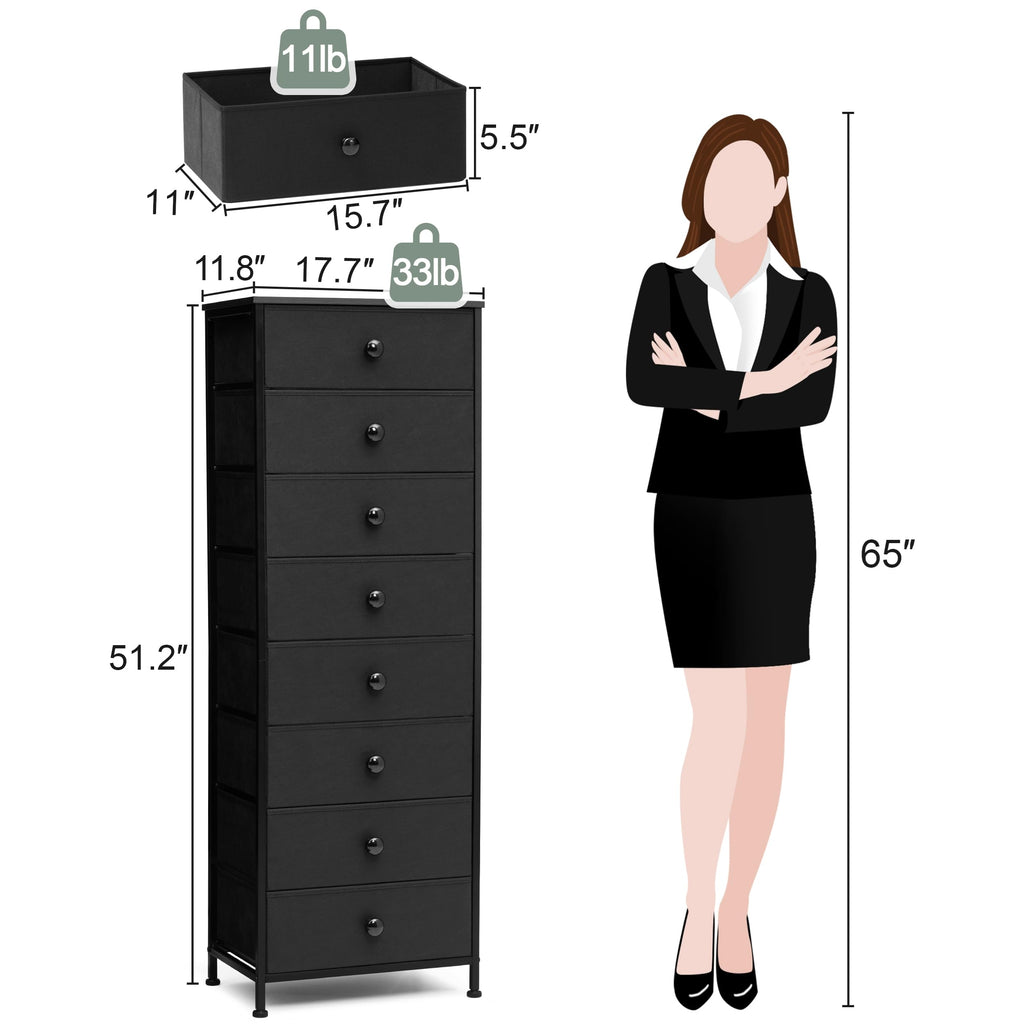 Black 8 Drawer Fabric Dresser X96909