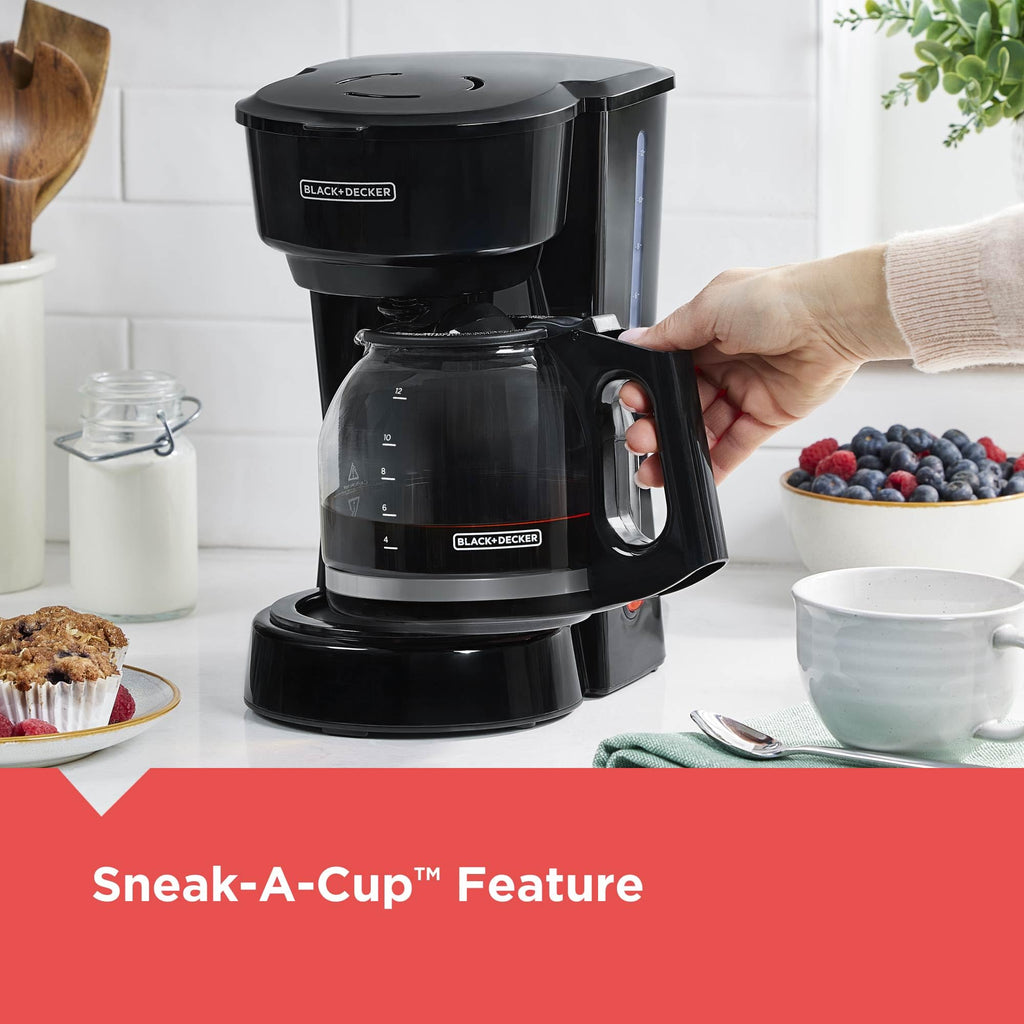 12-Cup Coffee Maker with Removable Filter Basket, Black L8727