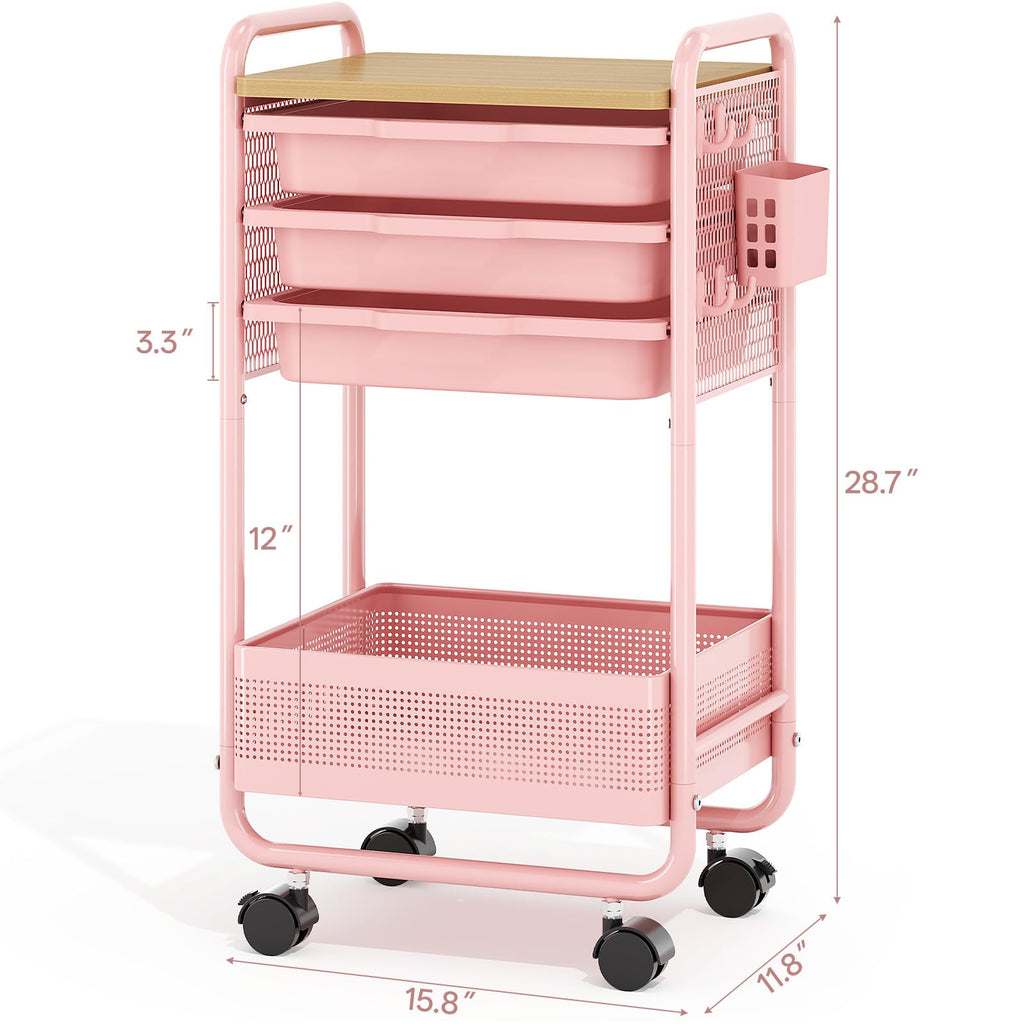 3 Tier Rolling Cart with Drawer M537235