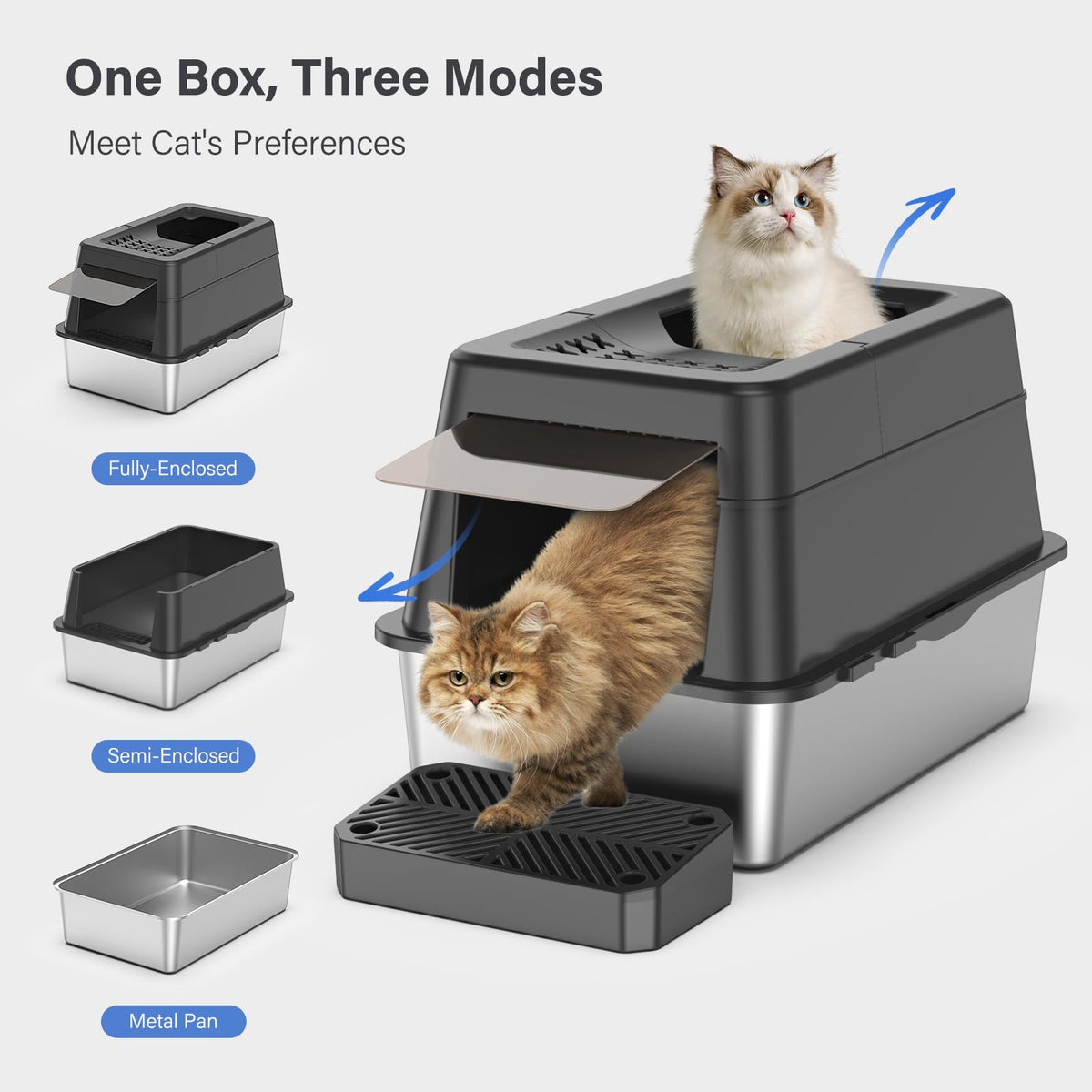 XL Stainless Steel Enclosed Cat Litter Box Q12782